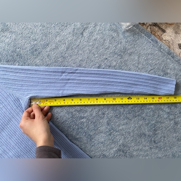 BANANA Republic Blue Ribbed Crop Button  Up Cardigan Size S - Picture 11 of 11